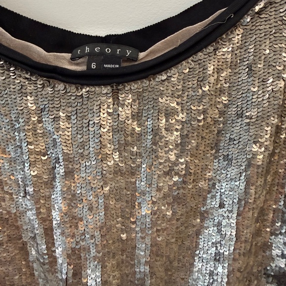 Theory - Antique Gold "Rickena Frosted" Sequin Skirt, Size 6 - Picture 3 of 4